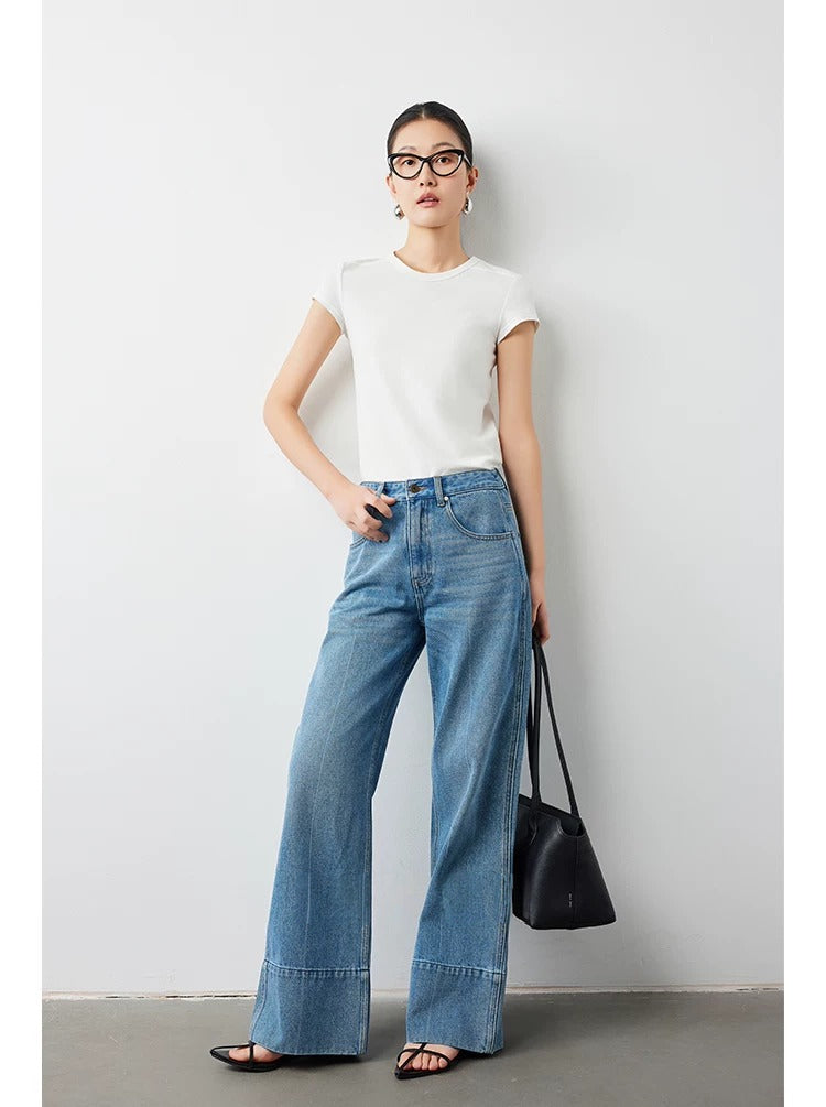 Plain slim short sleeve T-shirt_BDHL5654