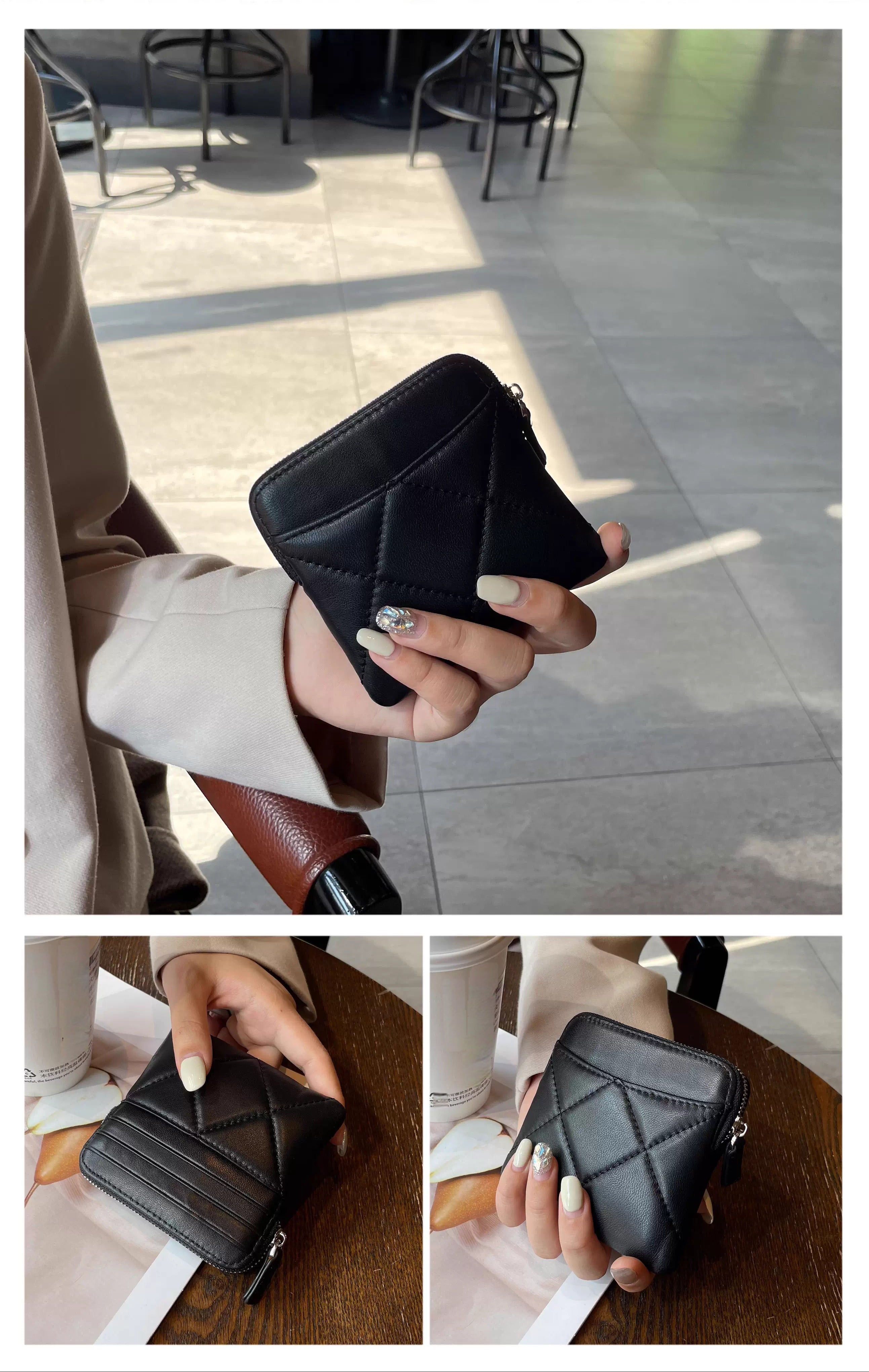 Elegant Quilted Mini Card Holder Wallet_BDHL8196