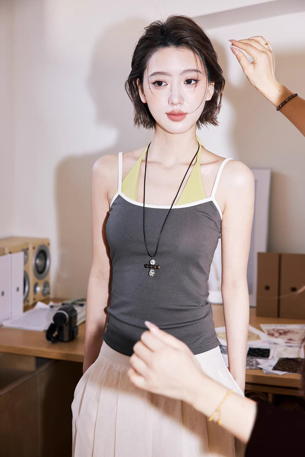 分層吊帶背心及掛頸胸圍套裝_BDHL8244