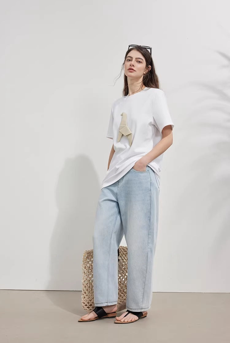 Origami Horse Appliqué Short Sleeve Tee_BDHL8222