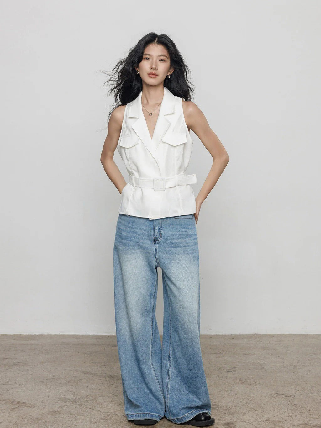 Summer Sleeveless Linen 2-Piece Vest & Pants_BDHL8201