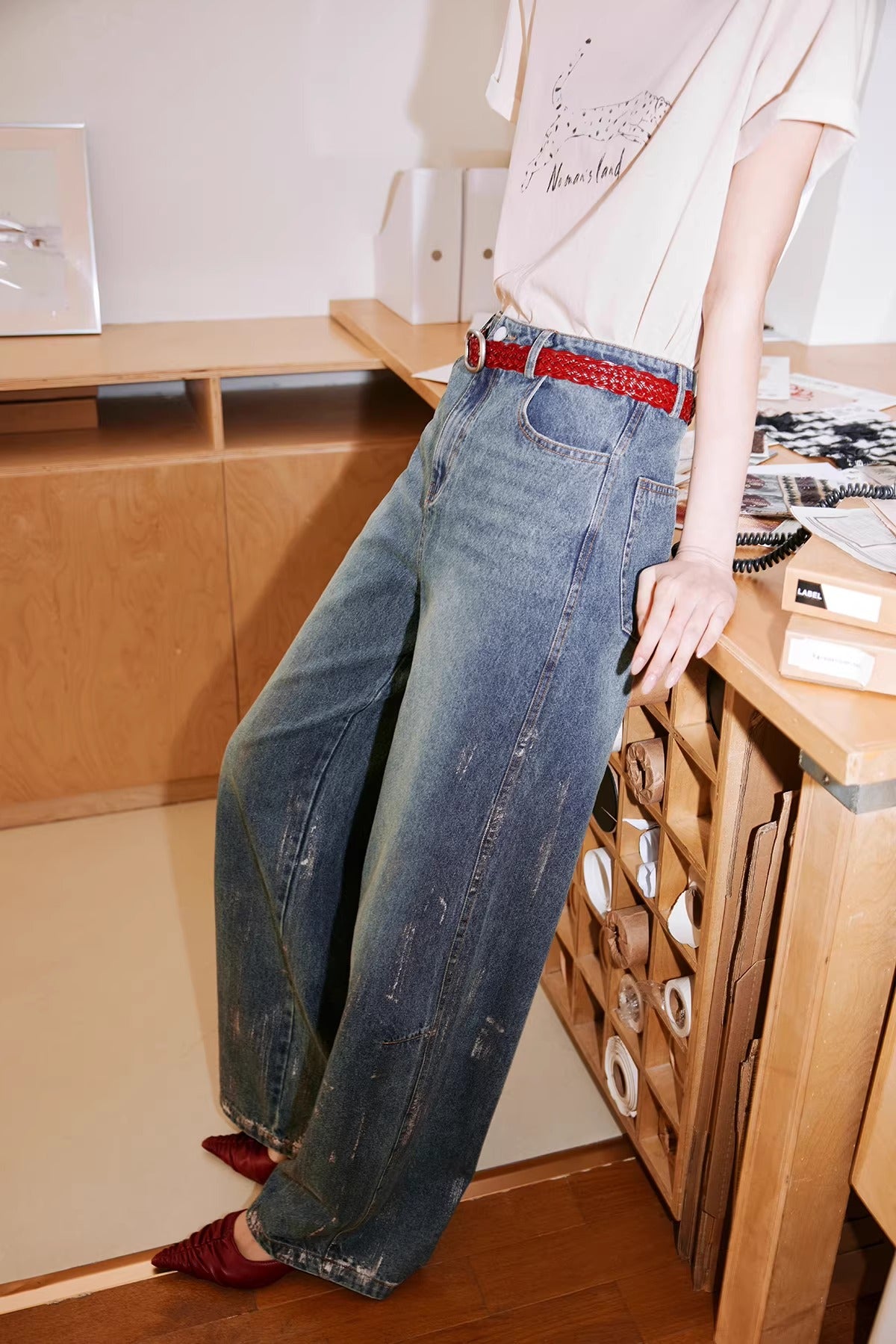 Vintage Hand-Brushed Wide-Leg Jeans_BDHL8241