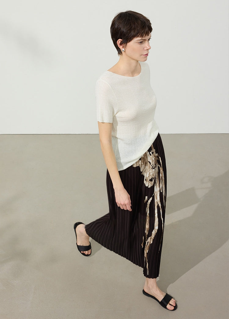 Retro Pleated Long Skirt_BDHL8142