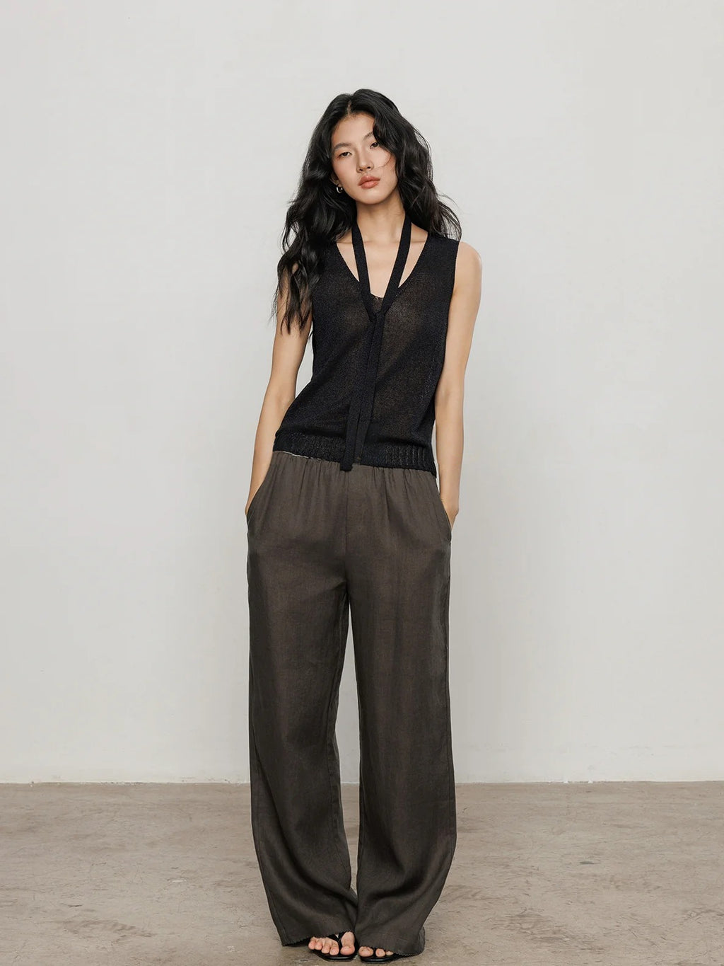 V-Neck Tie-Strap Knitted Vest_BDHL7477