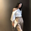 在庫限り早い者勝ち【即納】One-Shoulder White Top_LCHK213LCHK214