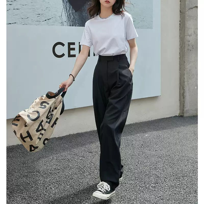 【定番人気アイテム在庫1点のみ/即納】High-Waist Tucked Wide Pants_LCHK258