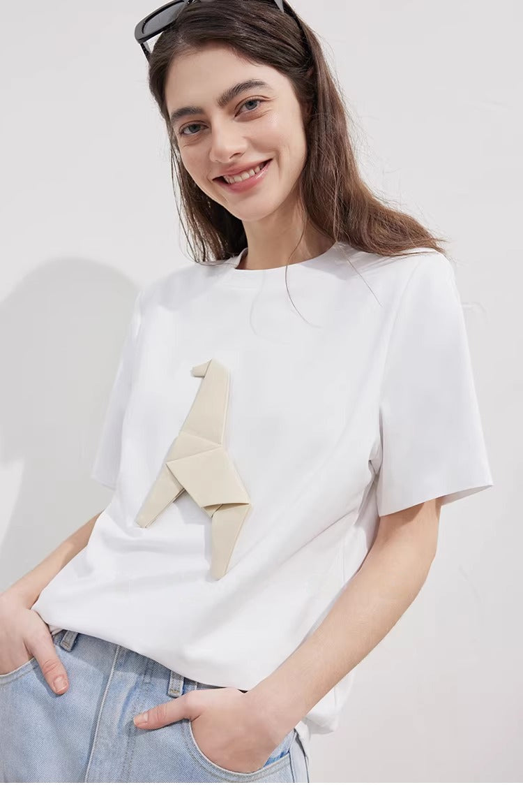 Origami Horse Appliqué Short Sleeve Tee_BDHL8222