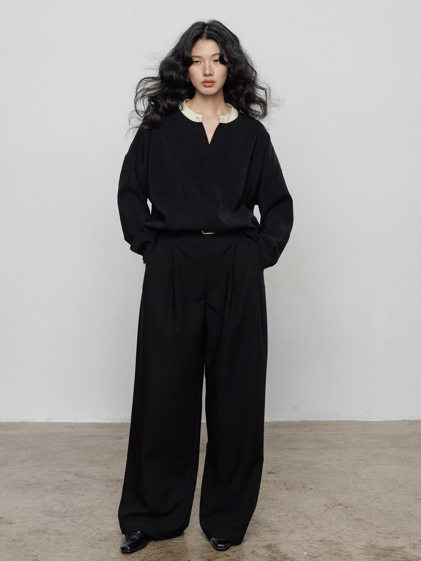 V-Neck Colour-Block Tops_BDHL8138