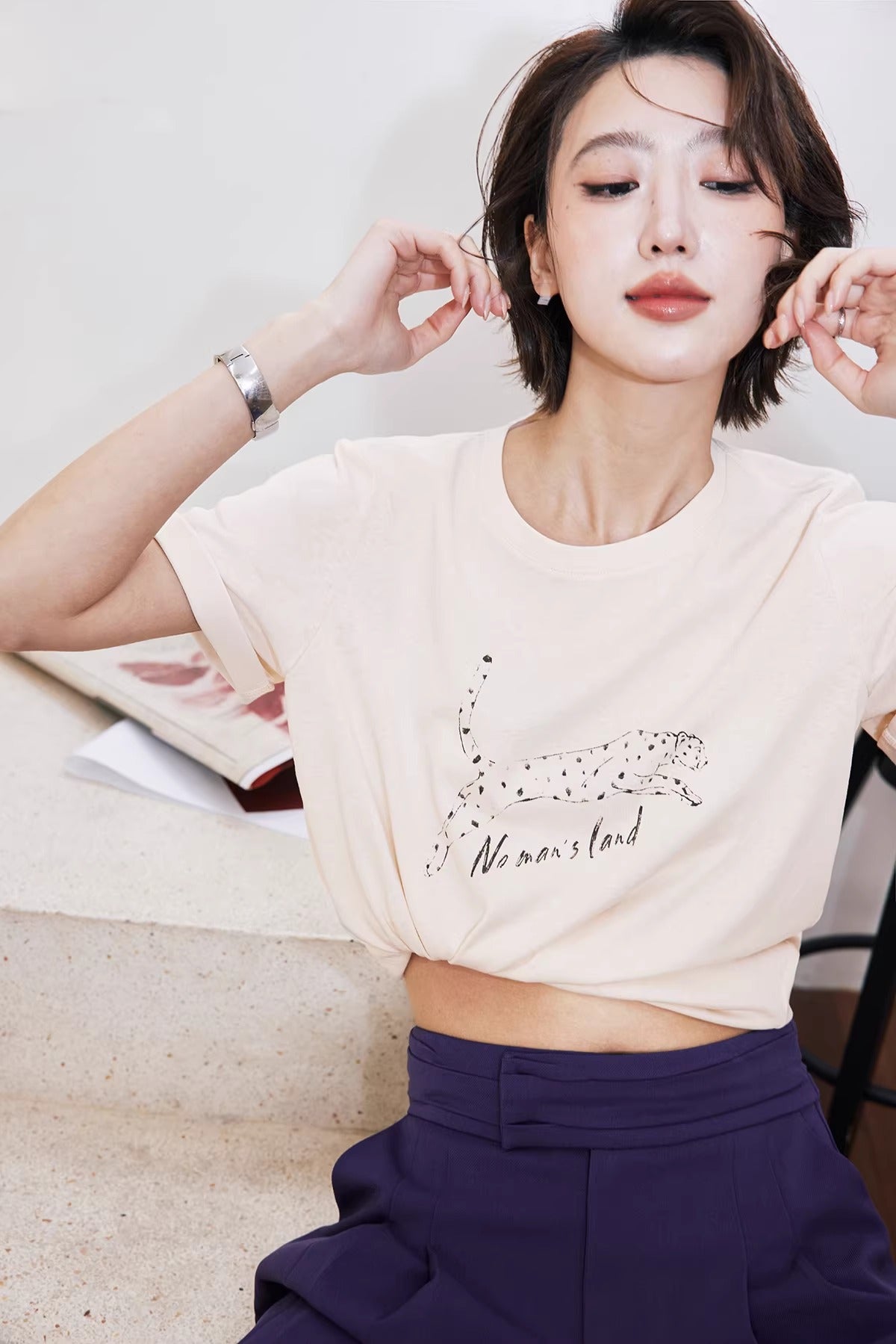 Leopard Print Short Sleeve T-Shirt_BDHL8248