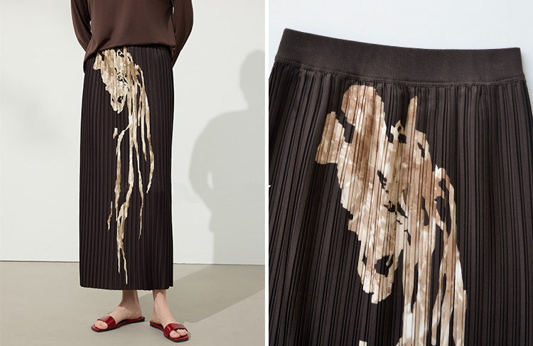 Retro Pleated Long Skirt_BDHL8142