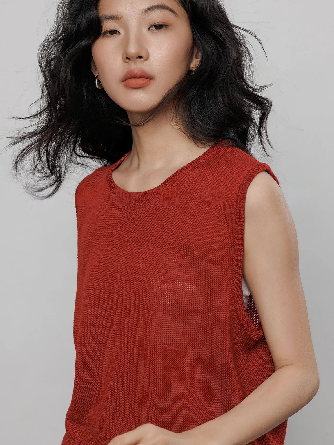 Round Neck Sleeveless Tops_BDHL7233