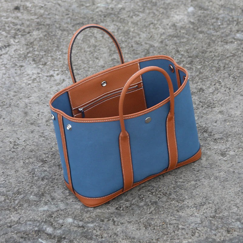 Water-repellent Canvas Contrasting Garden Tote Bag_BDHL8199