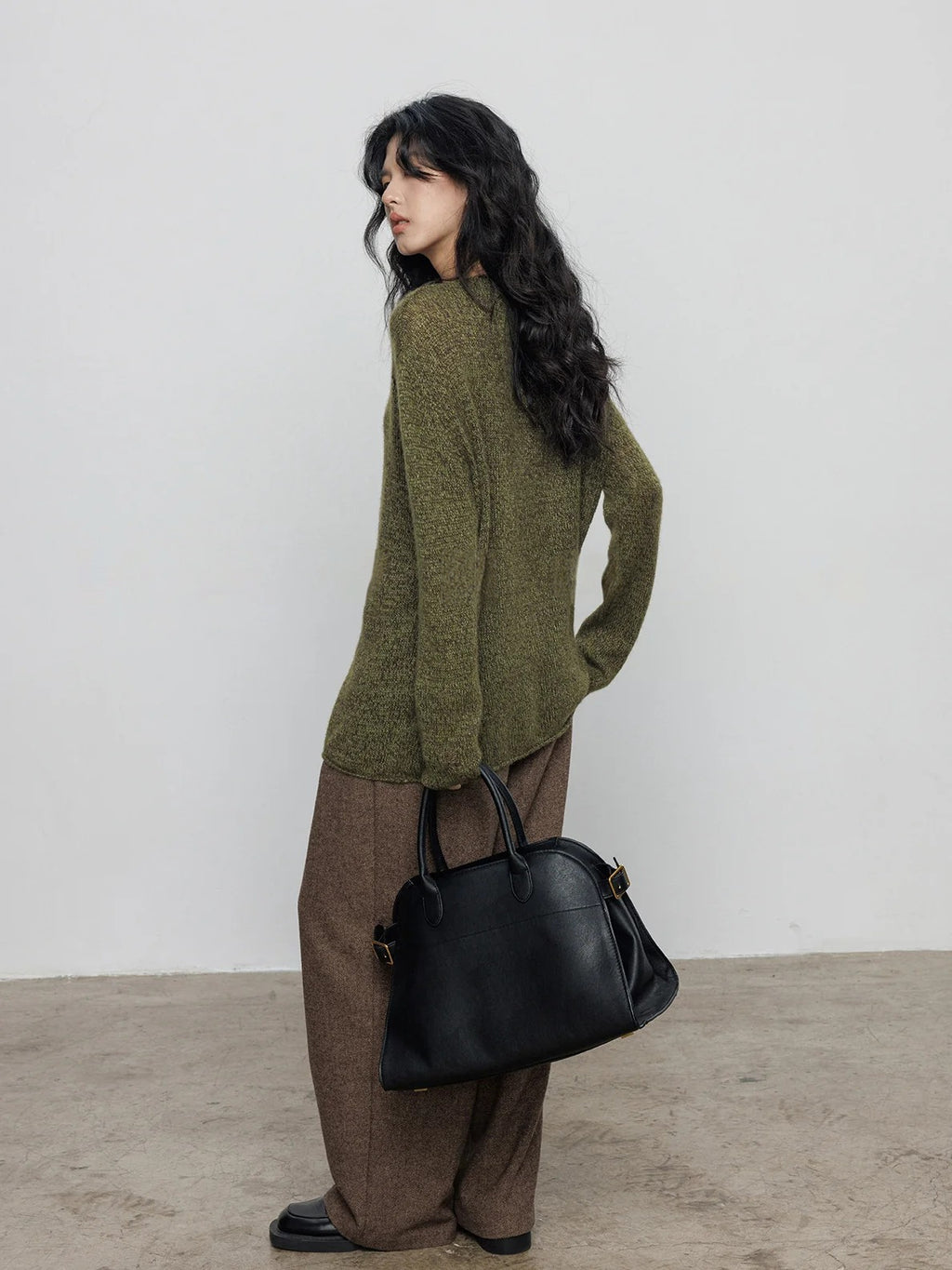 做舊V領針織上衣_BDHL8077