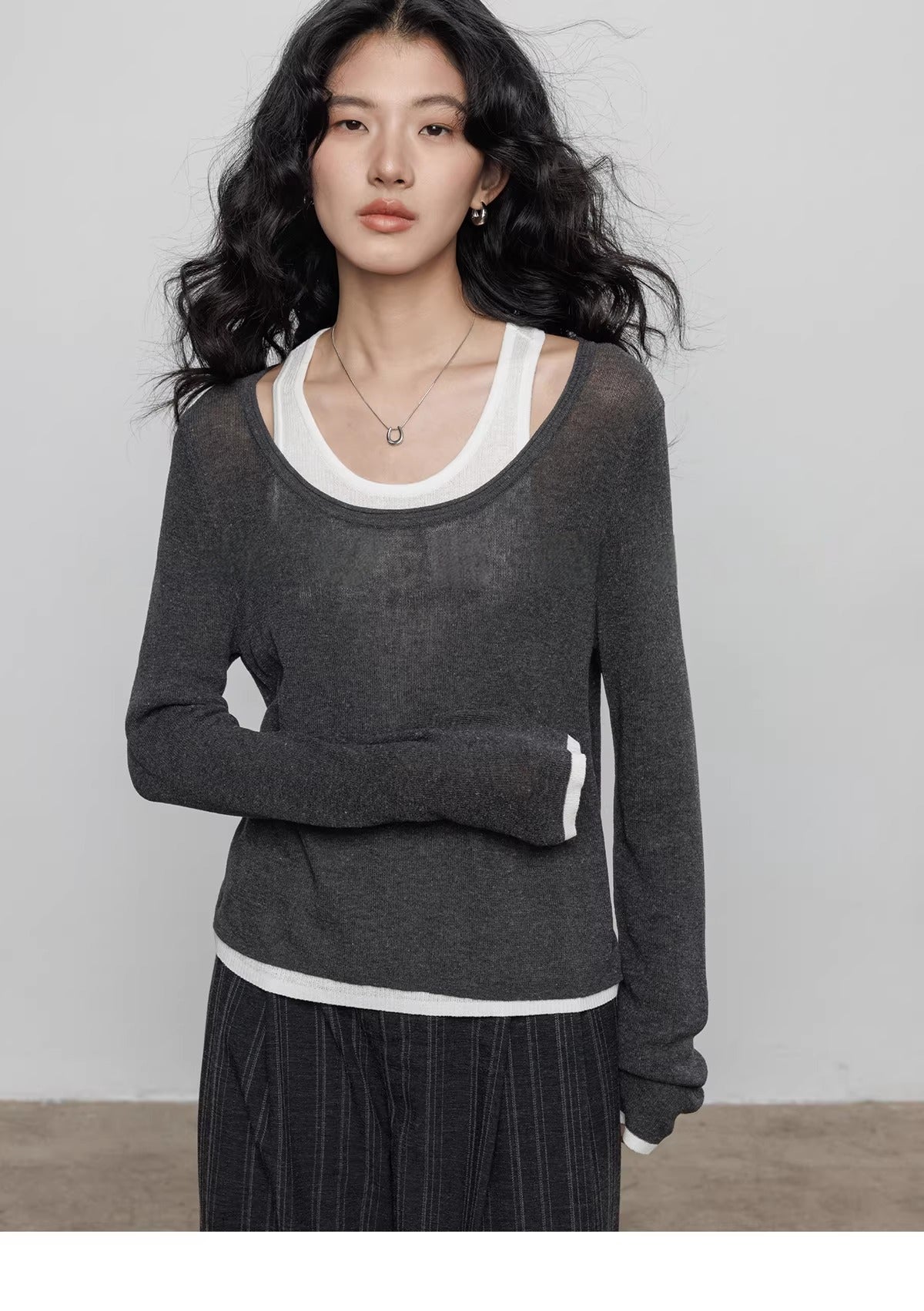 Spring Tencel Linen Knitted Sweater Vest_BDHL8203