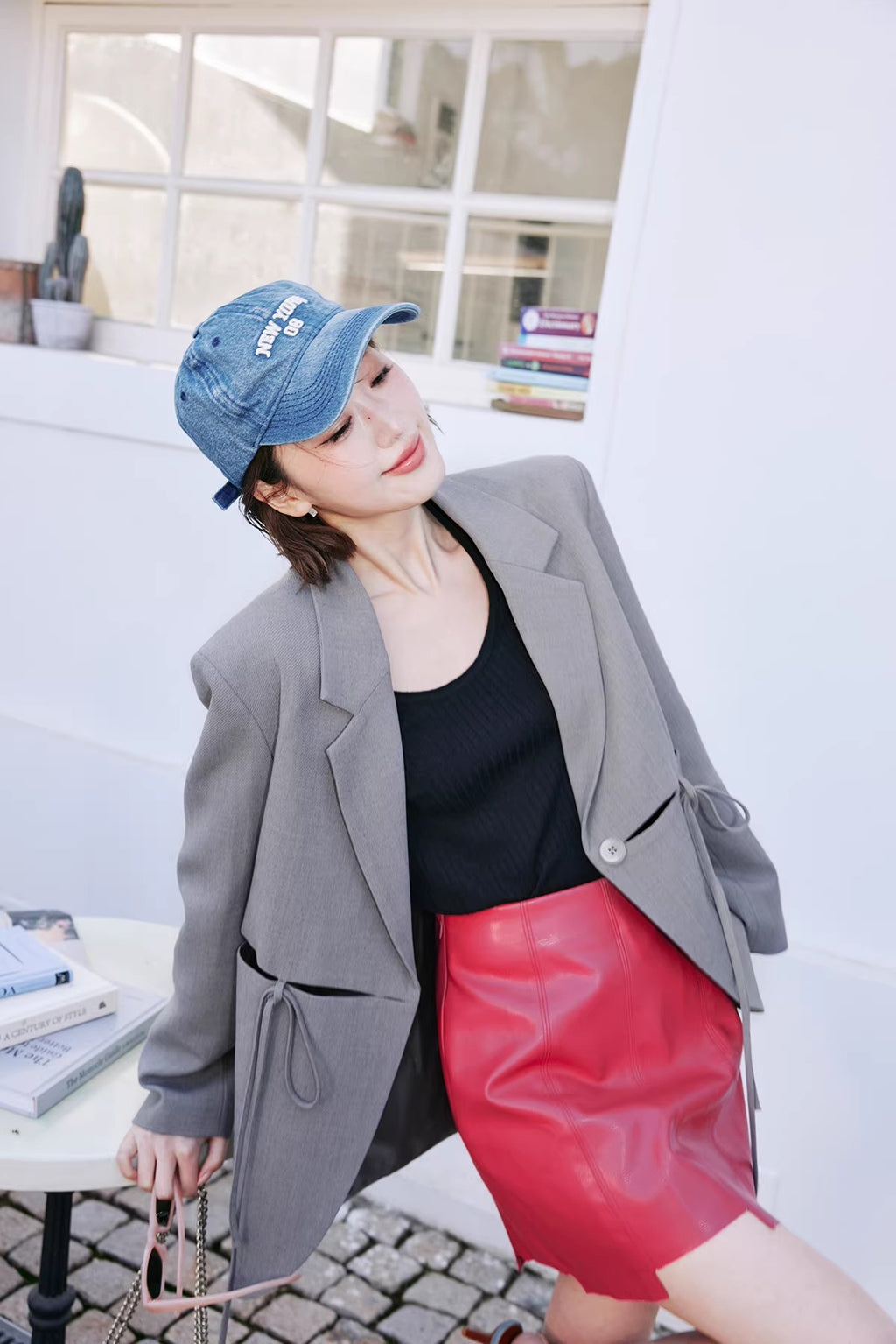 Drawstring Detail Oversized Blazer_BDHL8242