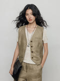 Summer Sleeveless Linen 2-Piece Vest & Pants_BDHL8201