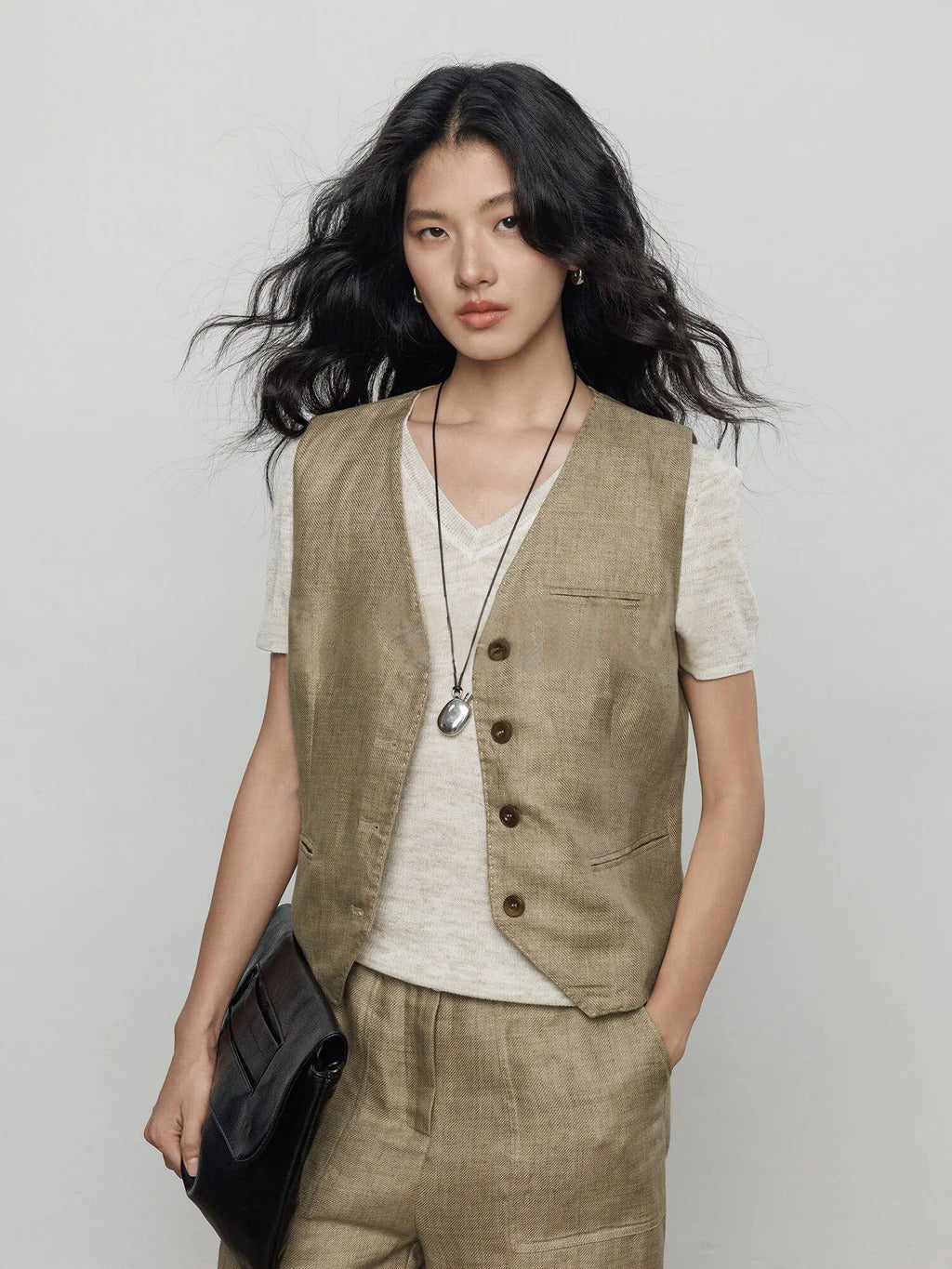 Summer Sleeveless Linen 2-Piece Vest & Pants_BDHL8201