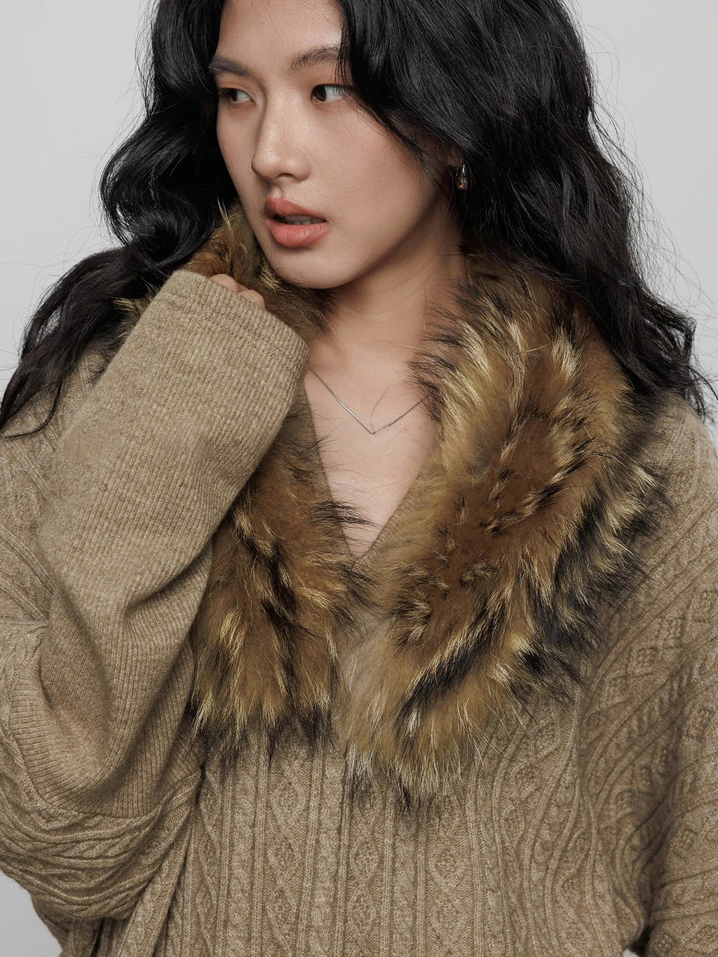 毛領針織上衣_BDHL8079