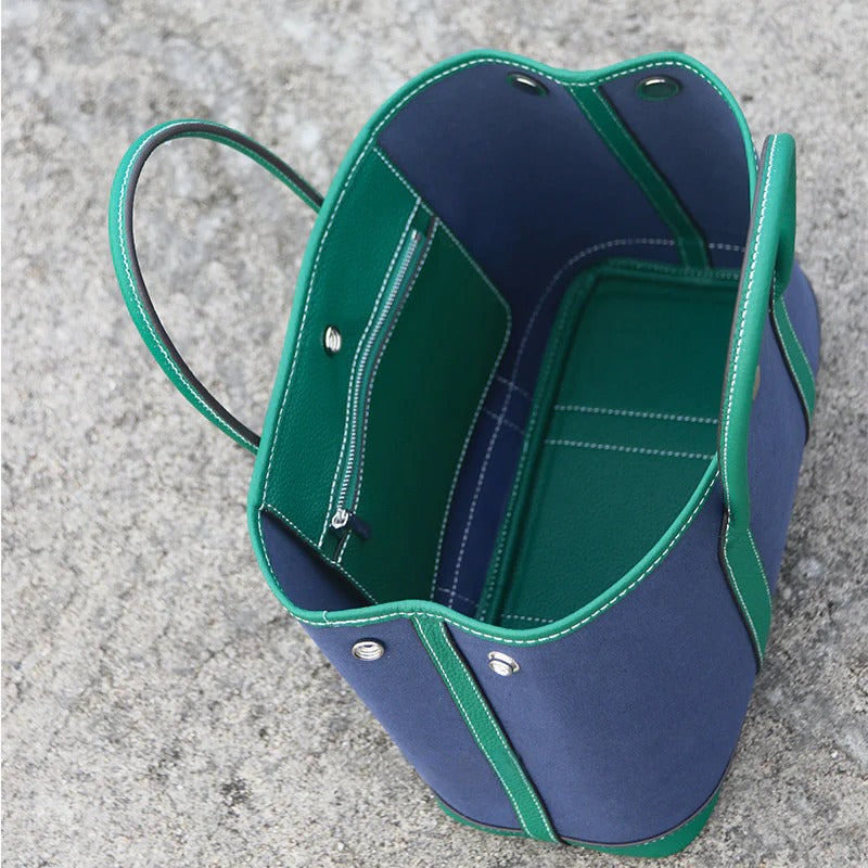 Water-repellent Canvas Contrasting Garden Tote Bag_BDHL8199