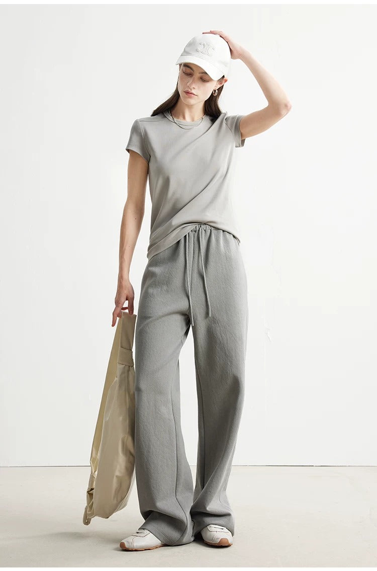 Plain slim short sleeve T-shirt_BDHL5654