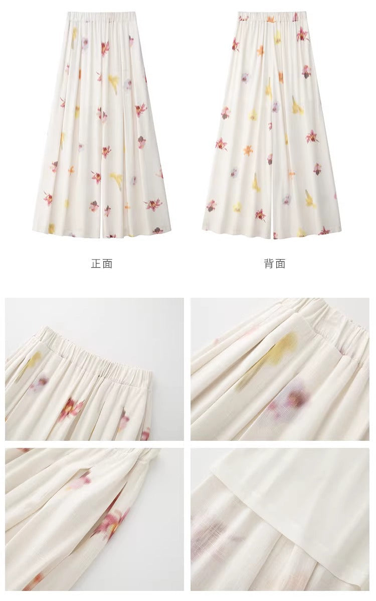 Floral Print Off-Shoulder Top or Wide-leg Pants_BDHL8234