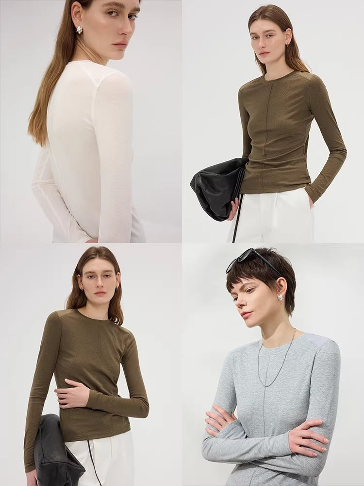 Linen Lyocell Slim Fit Long Sleeve Top_BDHL8220