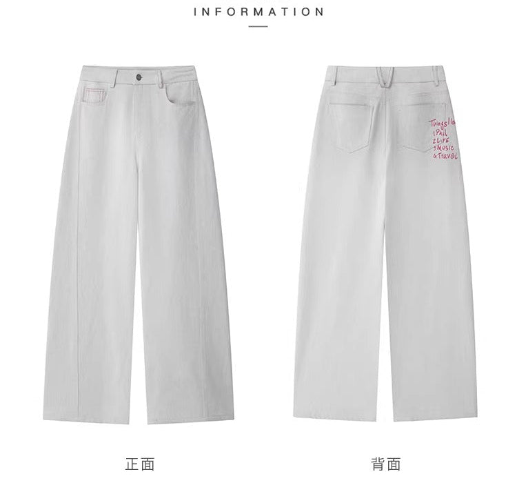 English Letter Print Straight Jeans_BDHL8233