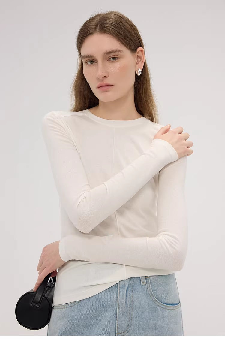 Linen Lyocell Slim Fit Long Sleeve Top_BDHL8220