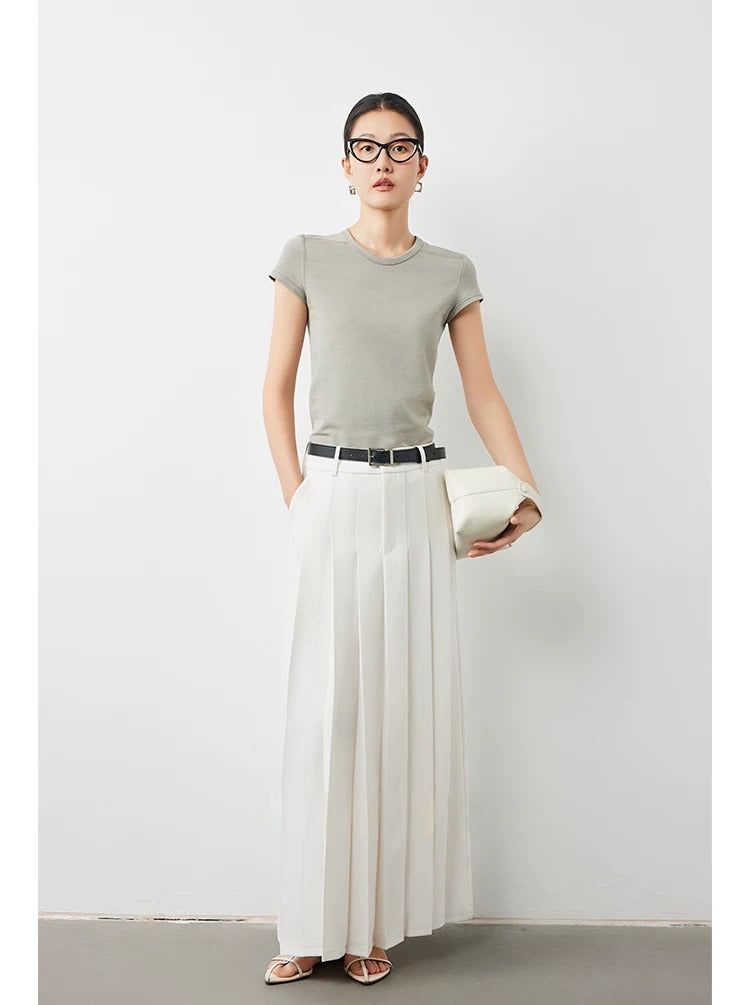 Plain slim short sleeve T-shirt_BDHL5654
