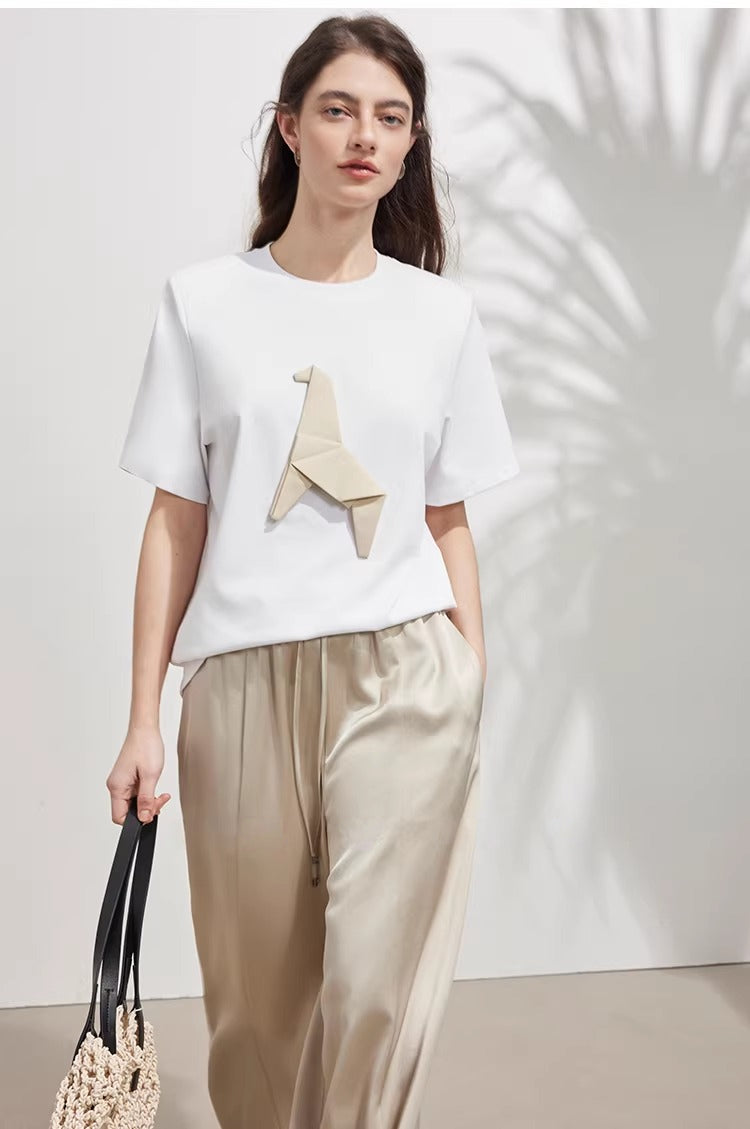 Origami Horse Appliqué Short Sleeve Tee_BDHL8222