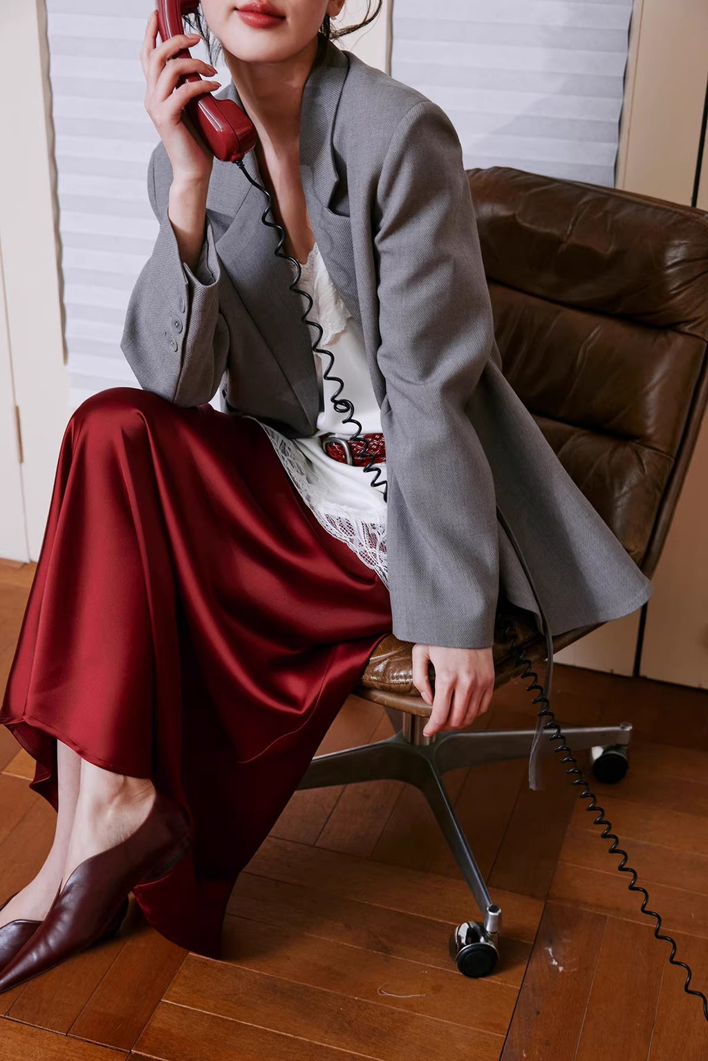 Drawstring Detail Oversized Blazer_BDHL8242