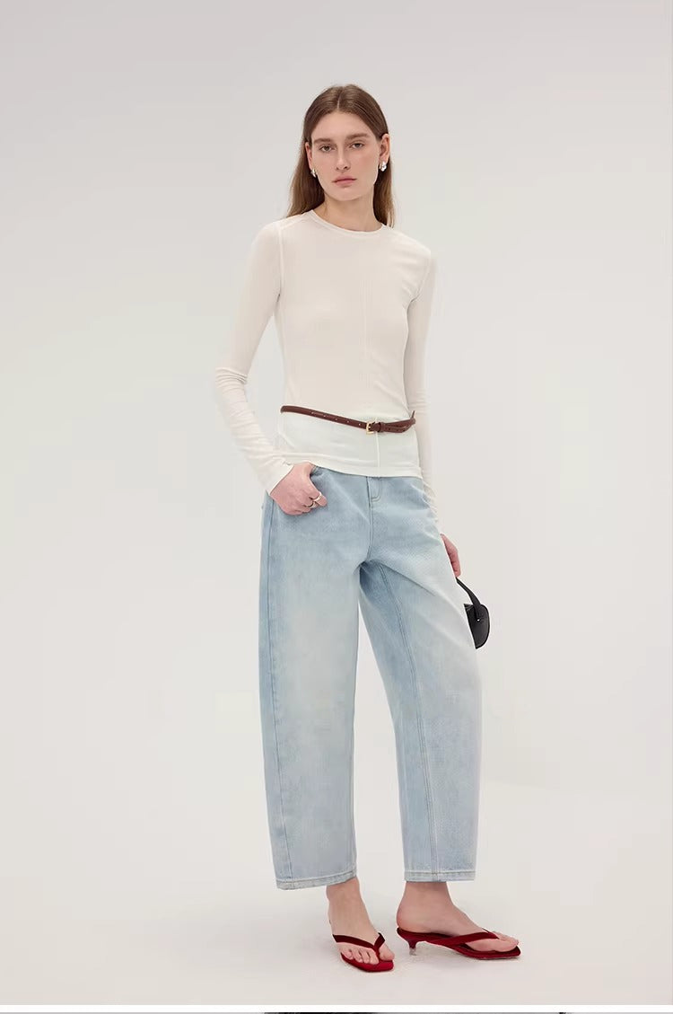 Linen Lyocell Slim Fit Long Sleeve Top_BDHL8220