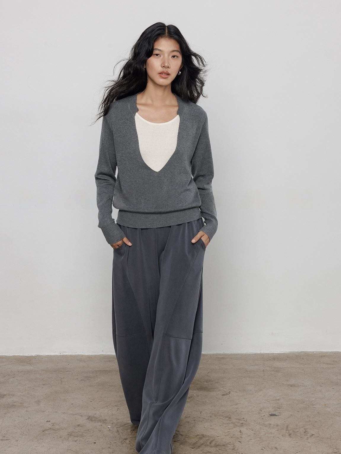 V-Neck Two-Piece Style Tops_BDHL7700