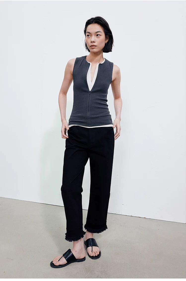 Sleeveless Zip Tank Top_BDHL8389