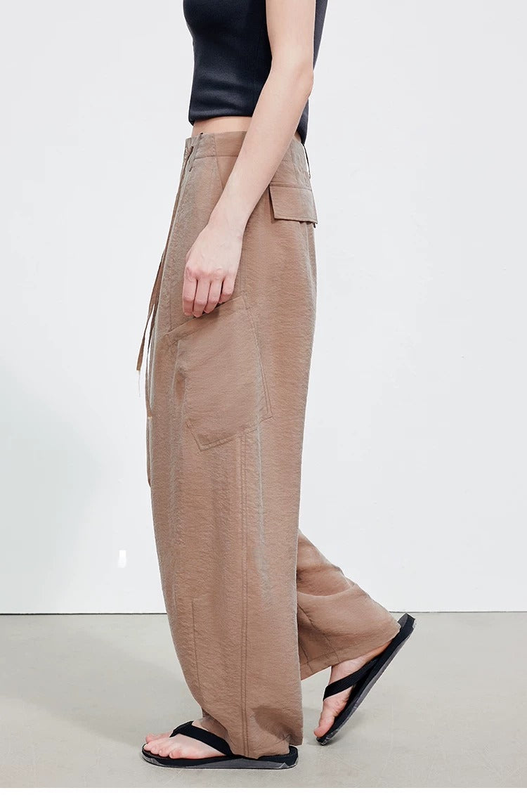 Drawstring Wide-Leg Cargo Pants_BDHL8340