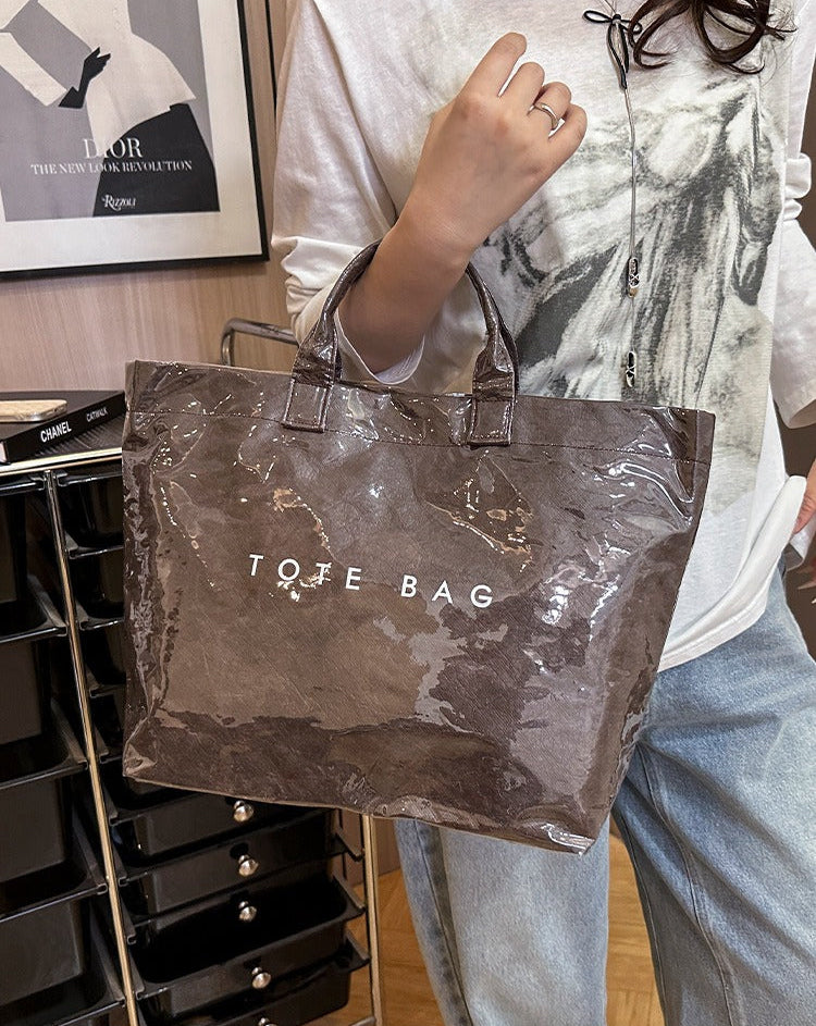 Retro Waterproof Patent Tote Bag_BDHL8200