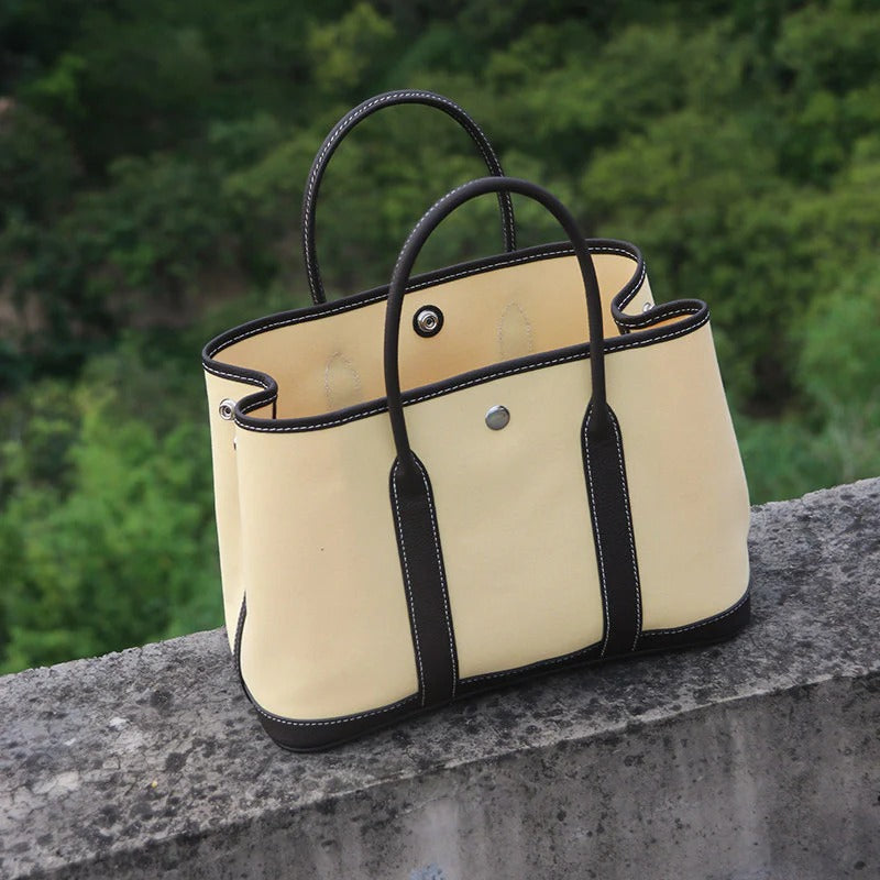 Water-repellent Canvas Contrasting Garden Tote Bag_BDHL8199