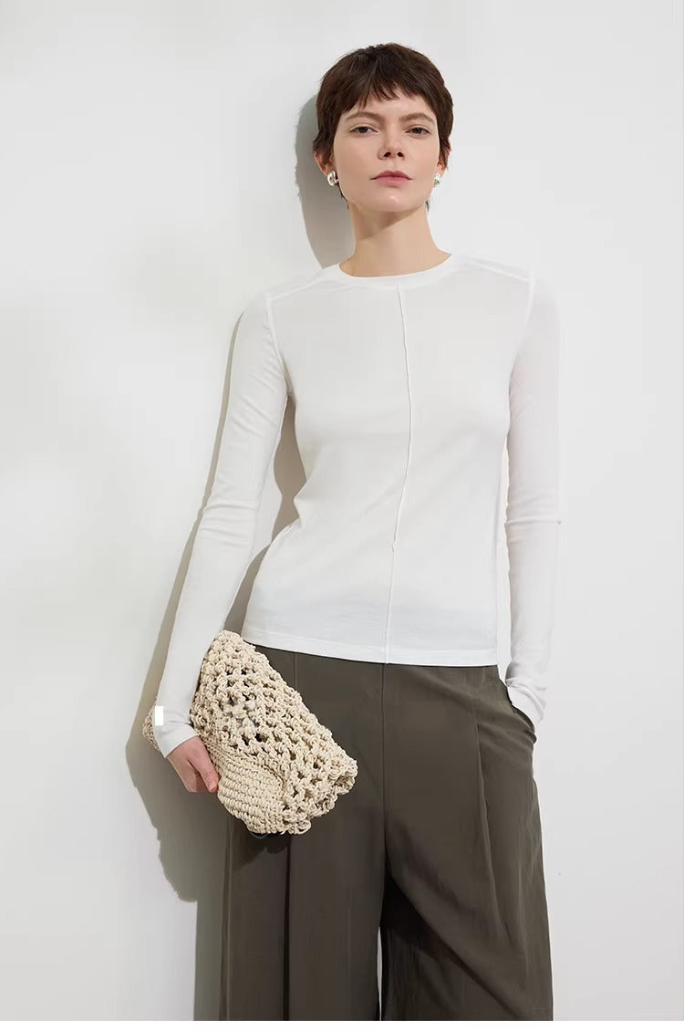 Linen Lyocell Slim Fit Long Sleeve Top_BDHL8220