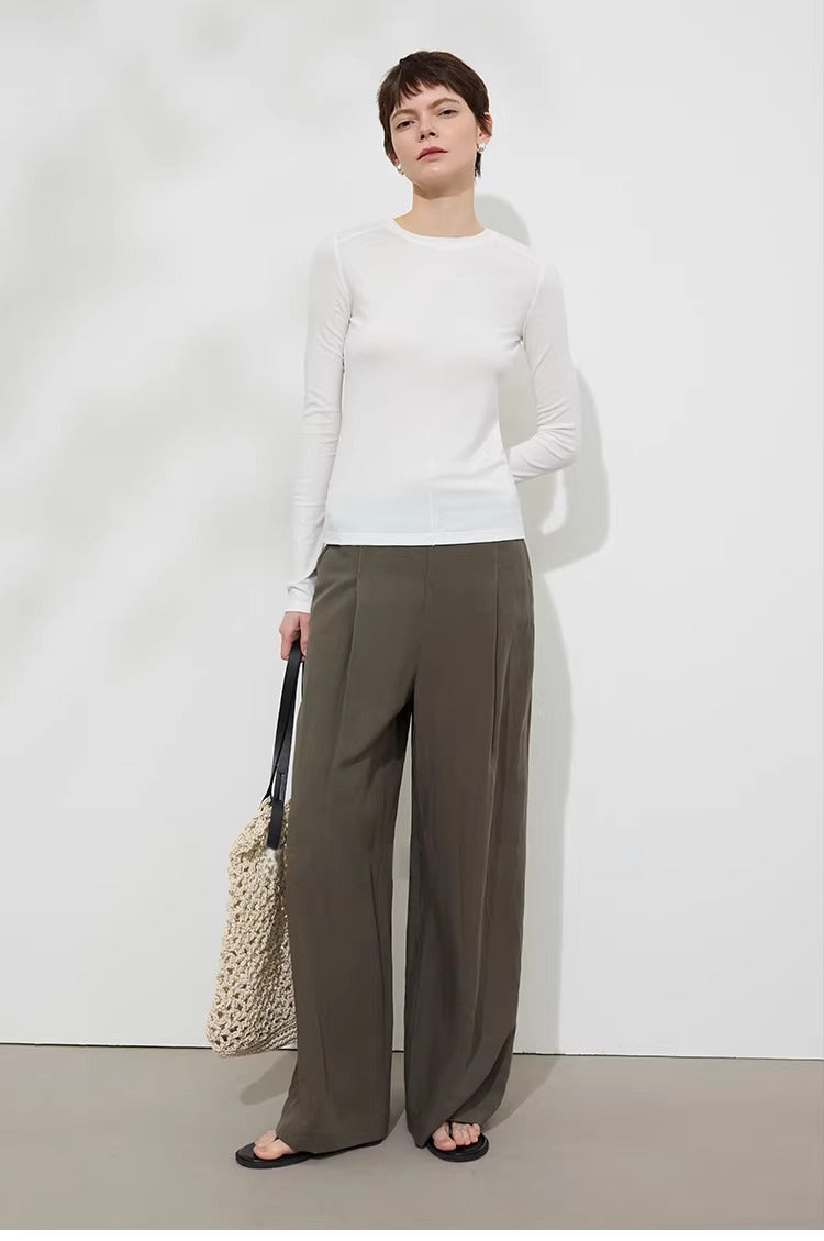 Linen Lyocell Slim Fit Long Sleeve Top_BDHL8220