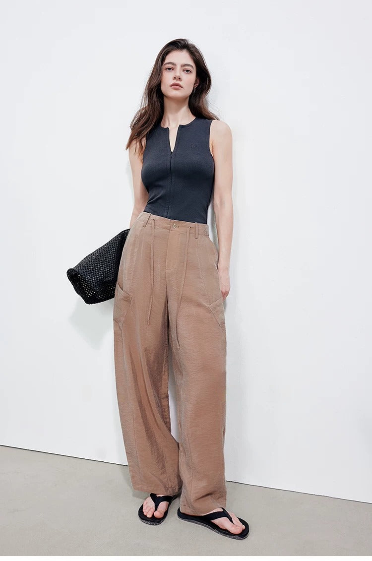 Drawstring Wide-Leg Cargo Pants_BDHL8340