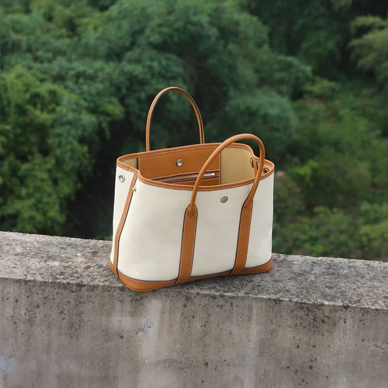 Water-repellent Canvas Contrasting Garden Tote Bag_BDHL8199