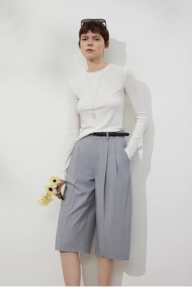 Linen Lyocell Slim Fit Long Sleeve Top_BDHL8220