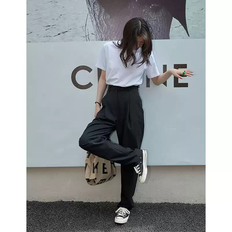 【定番人気アイテム在庫1点のみ/即納】High-Waist Tucked Wide Pants_LCHK258