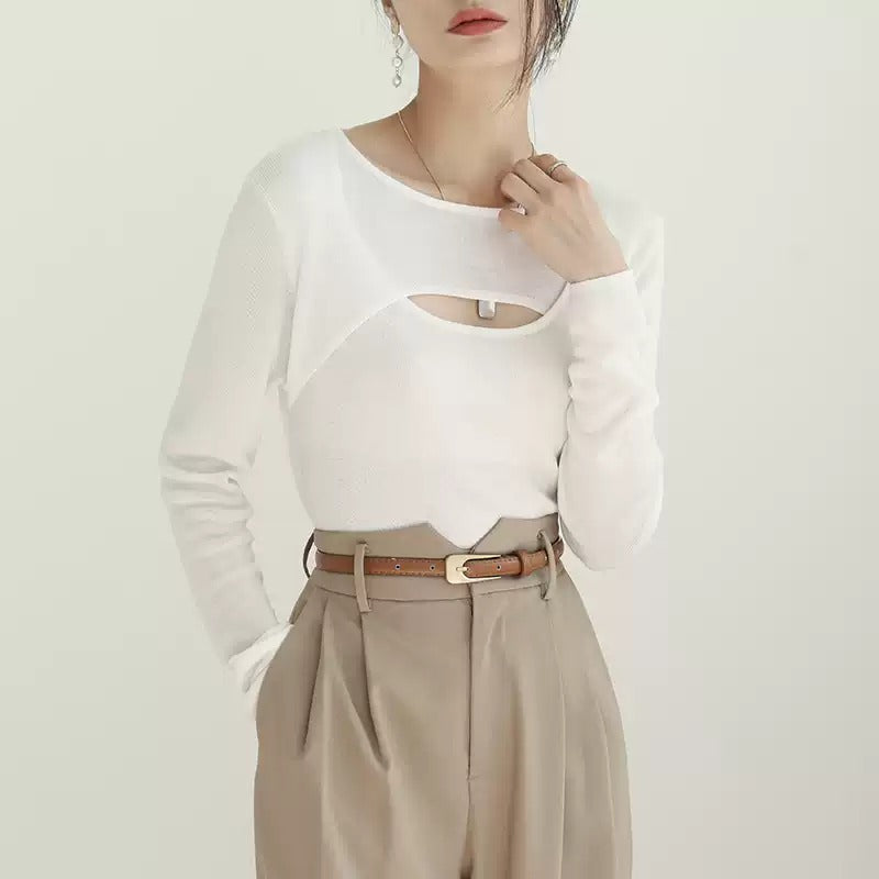 大人気商品特価【即納】Front Cutout Layered Knit Top_LCHK171LCHK173