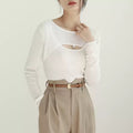 Extremely Popular Item Special Price [Ready Stock] Front Cutout Layered Knit Top_LCHK171LCHK173