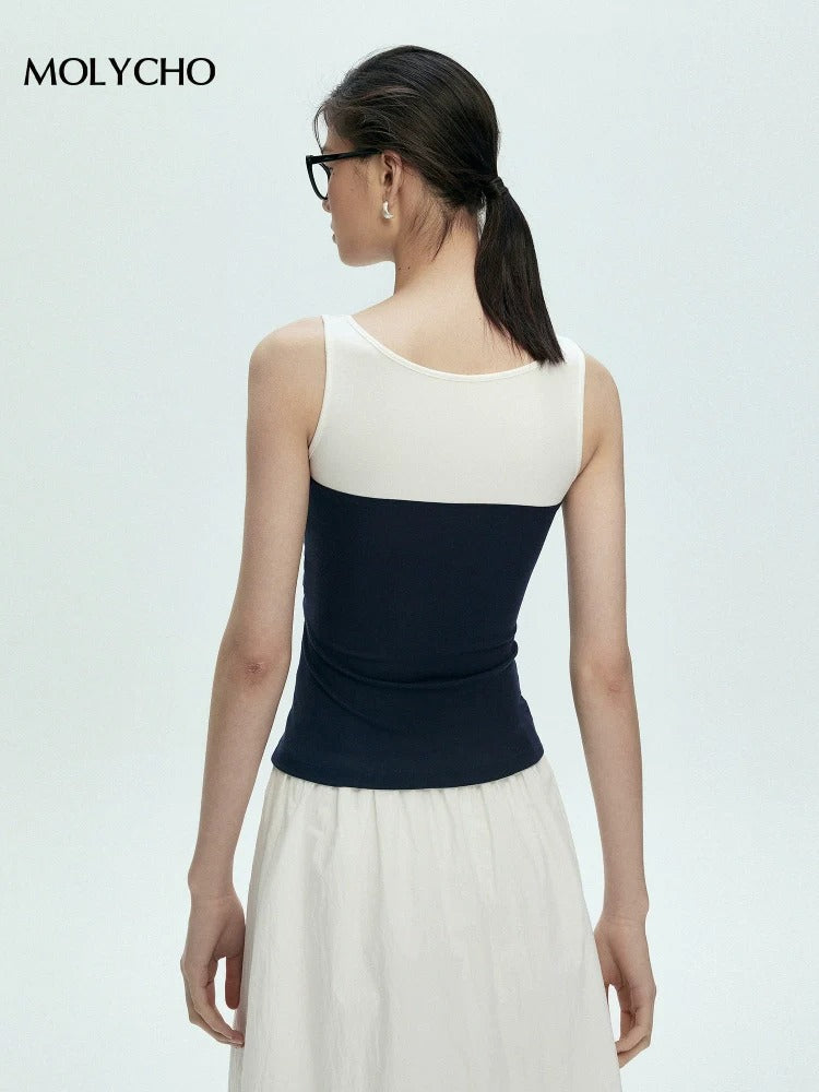 Two-Piece Style Sleeveless Tops_BDHL7429