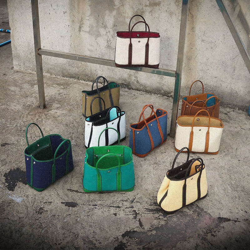 Water-repellent Canvas Contrasting Garden Tote Bag_BDHL8199