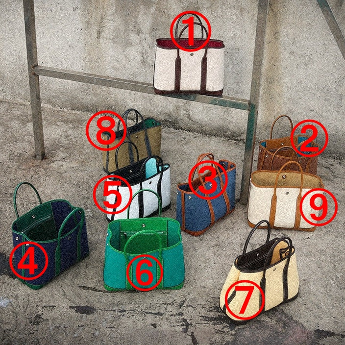 Water-repellent Canvas Contrasting Garden Tote Bag_BDHL8199