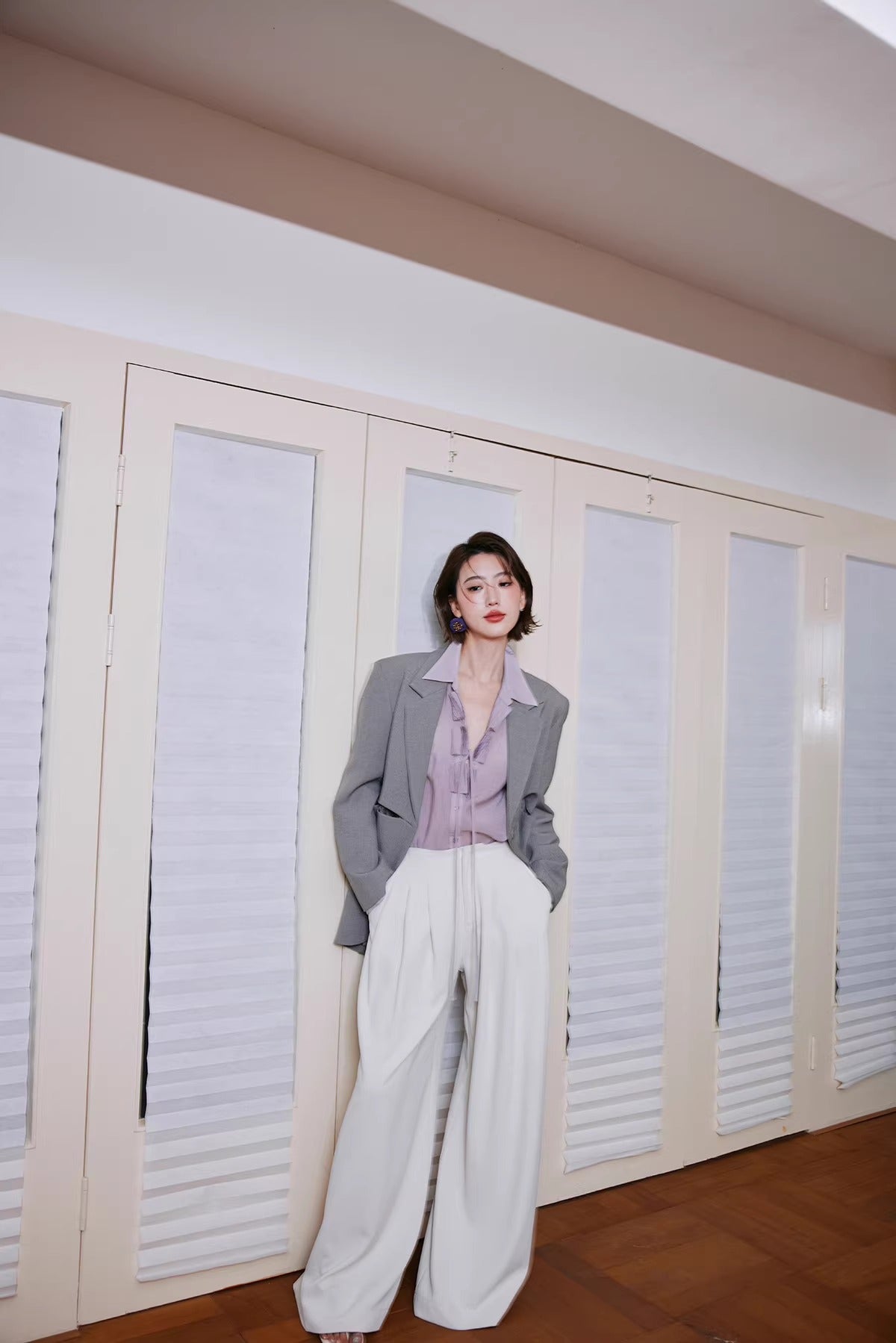 Drawstring Detail Oversized Blazer_BDHL8242
