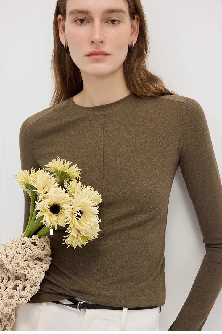 Linen Lyocell Slim Fit Long Sleeve Top_BDHL8220